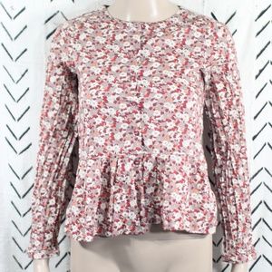 Jacadi Paris Floral Button Down Blouse Size 12A